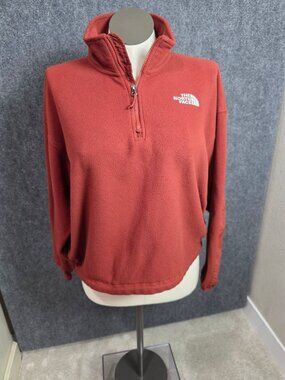 The North Face Womens Rust Fleece 1/4 Zip Pullover Jacket Size L